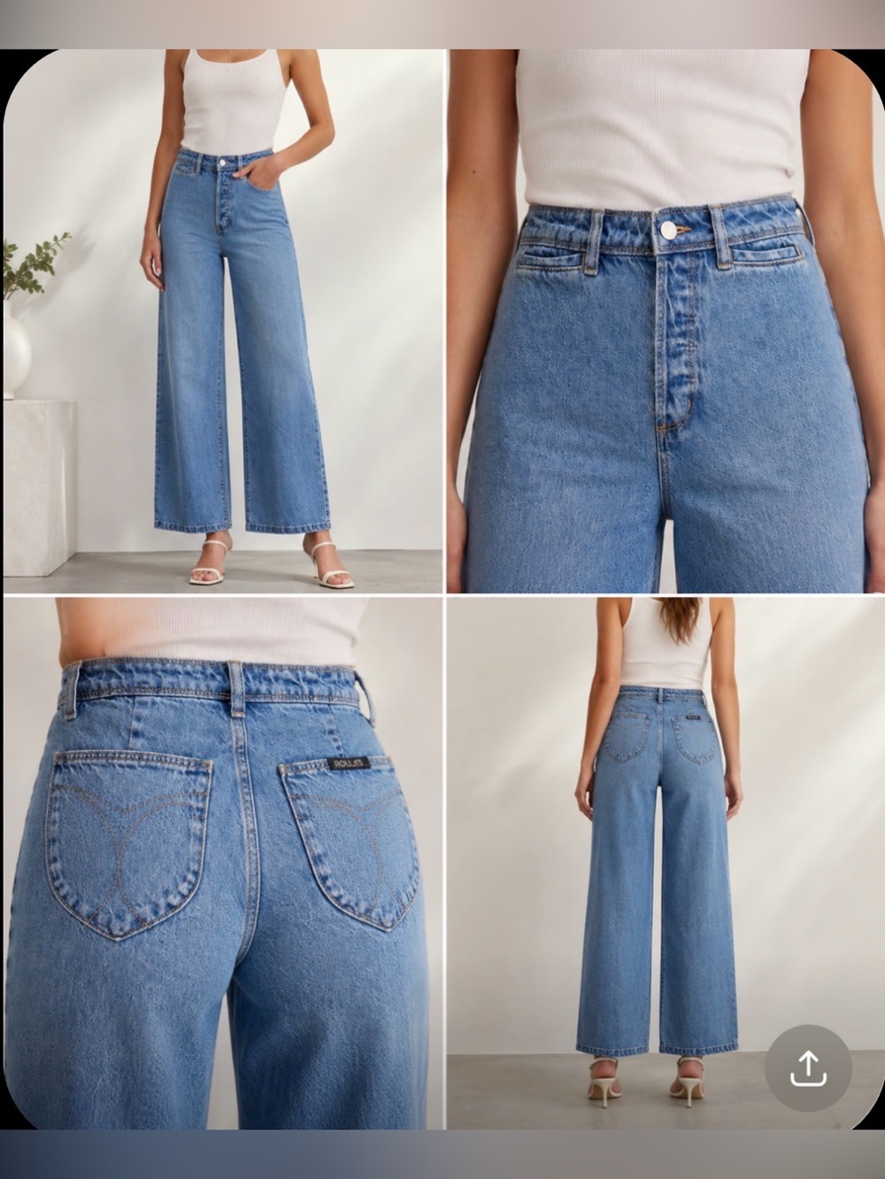 Rolla’s Sailor Women’s US 27 Jeans Wide Leg High Rise light to medium wash
